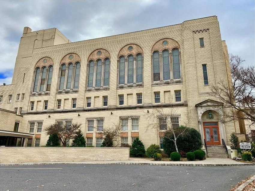 Exterior view of the historic Scottish Rite Auditorium building in Collingswood